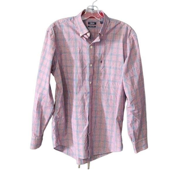 IZOD Plaid Long sleeved Button Down 100% Cotton Shirt Size Small - Picture 1 of 8